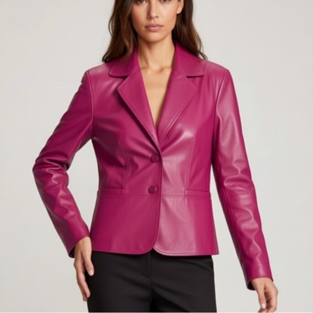 Bianca Nygård Genuine Leather Pink Blazer
